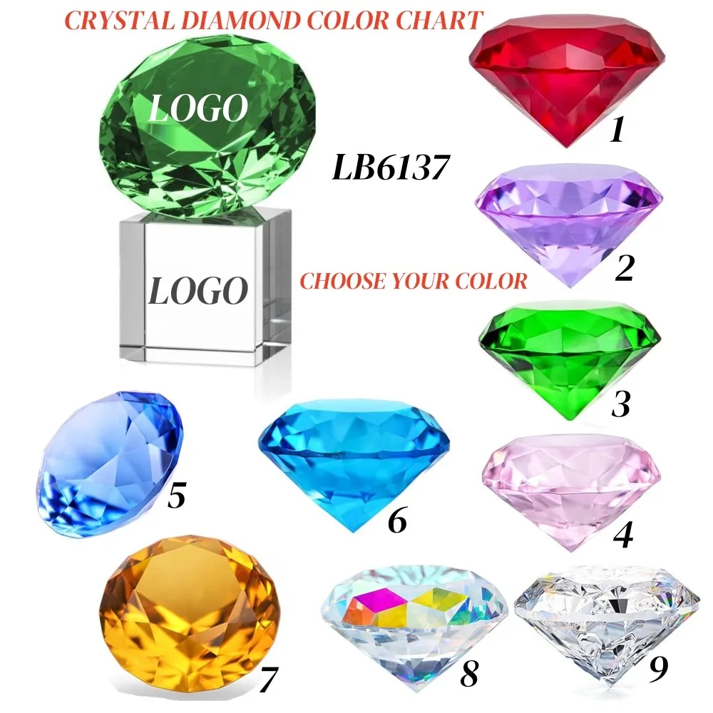 Crystal Diamond Paperweight Logo Display Sign Award 3