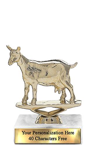 Trophy: 7", 2x3 white marble base, Dairy Goat Gold 2