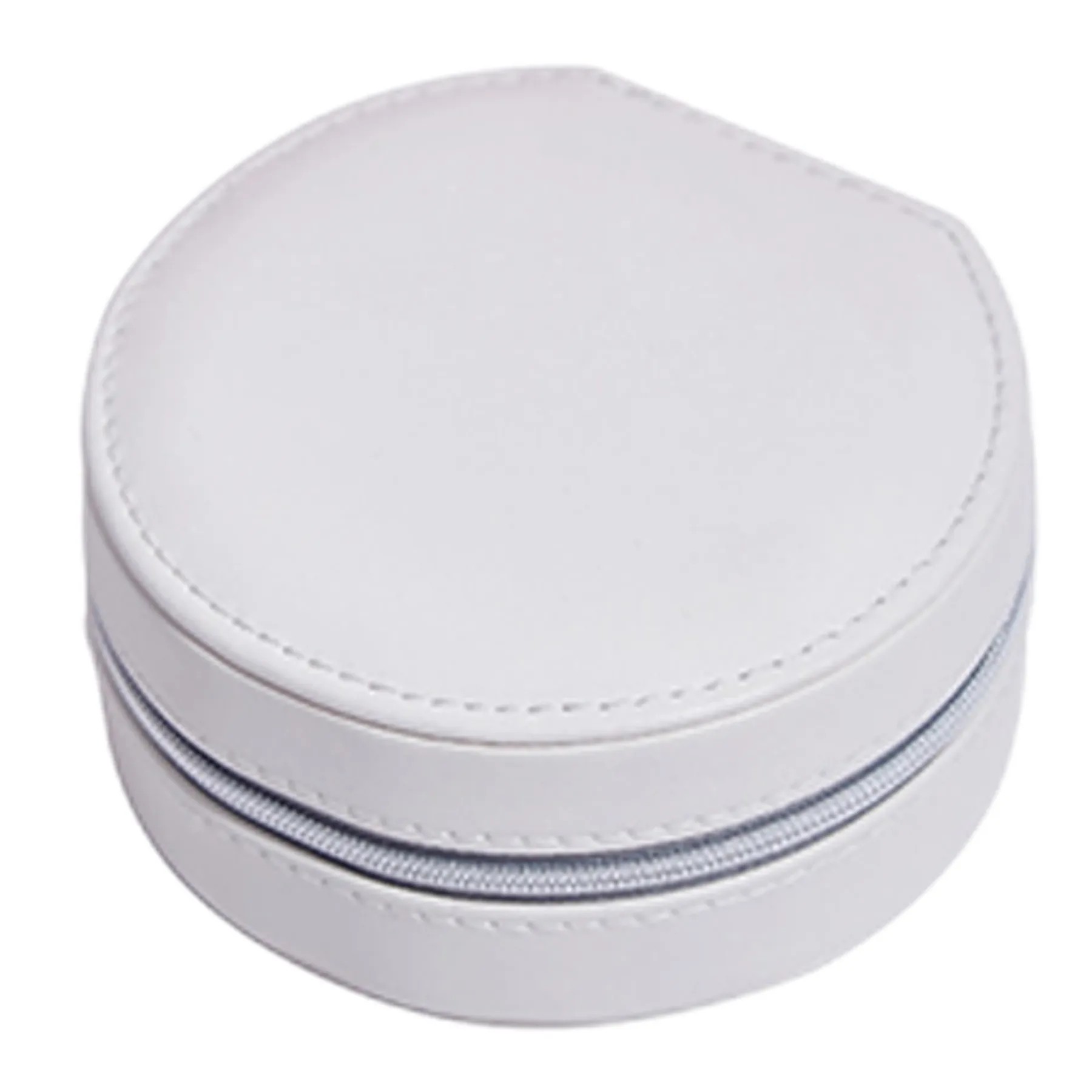 Pu Leather Small Round Jewelry Case W/Multi-Compartment 2