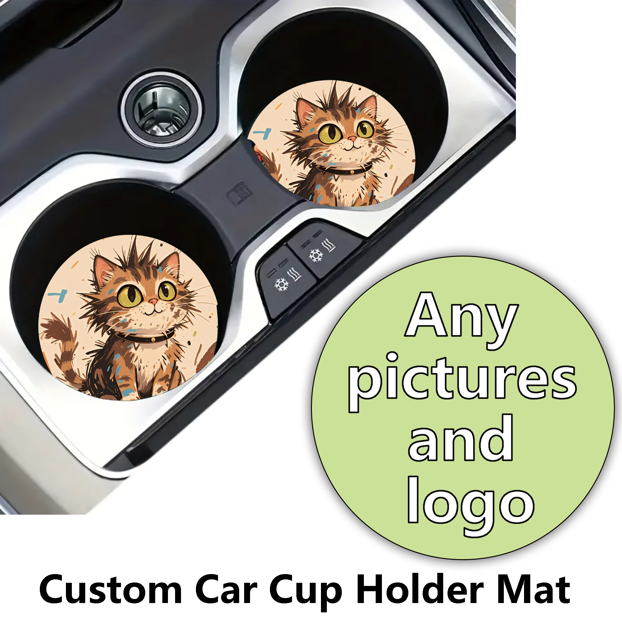 Custom Non-Slip Car Cup Mats & Gift Set 3