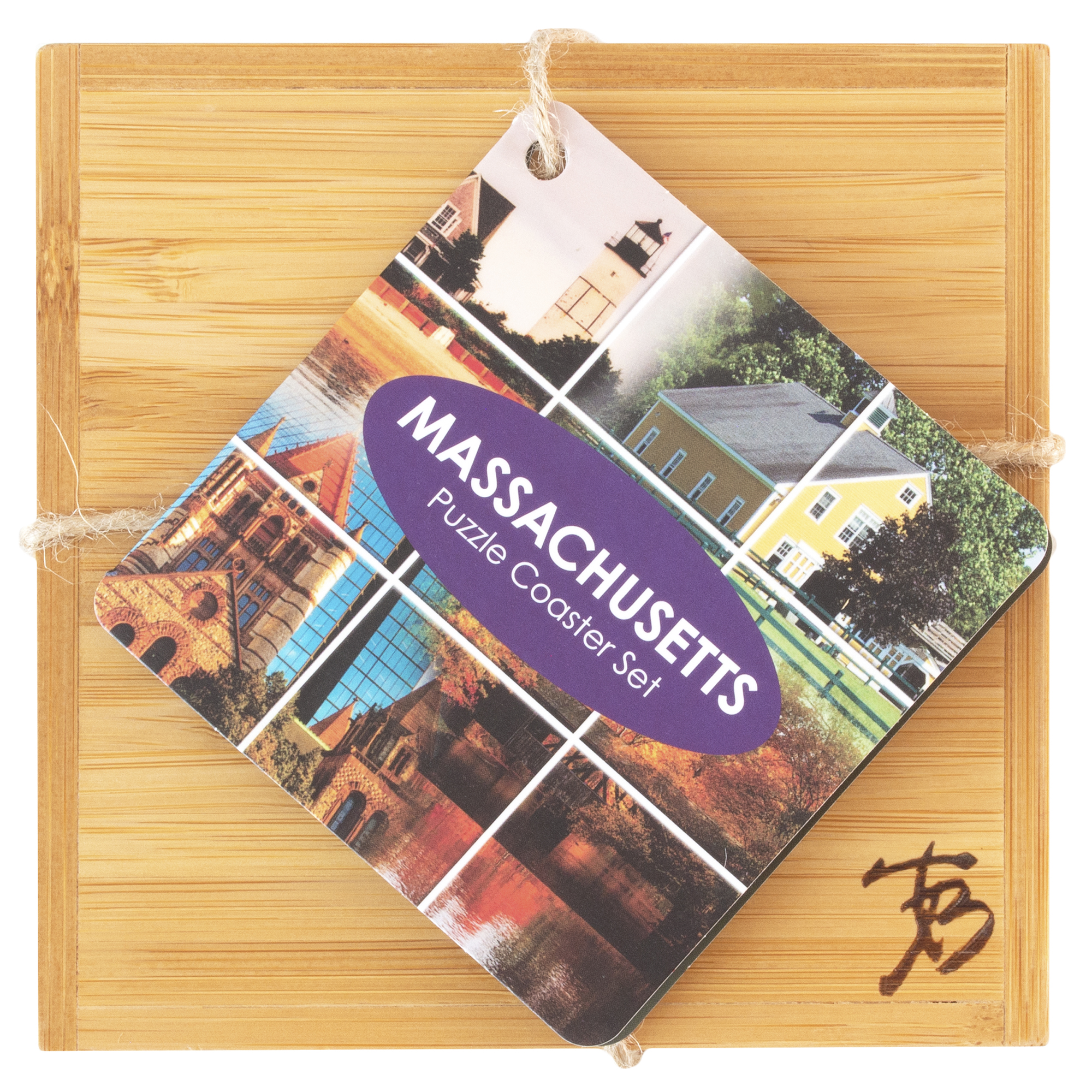Massachusetts Puzzle Coaster Set 6