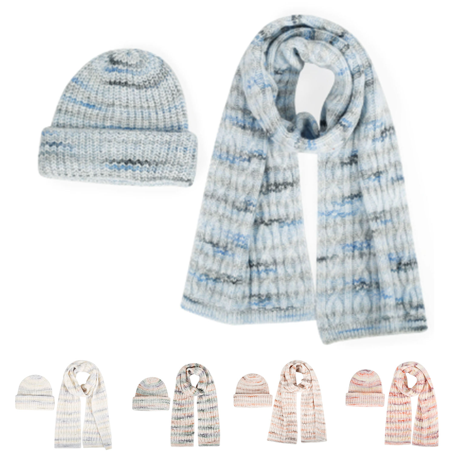 Unisex Thickened Knitted Hat Scarf Set 3