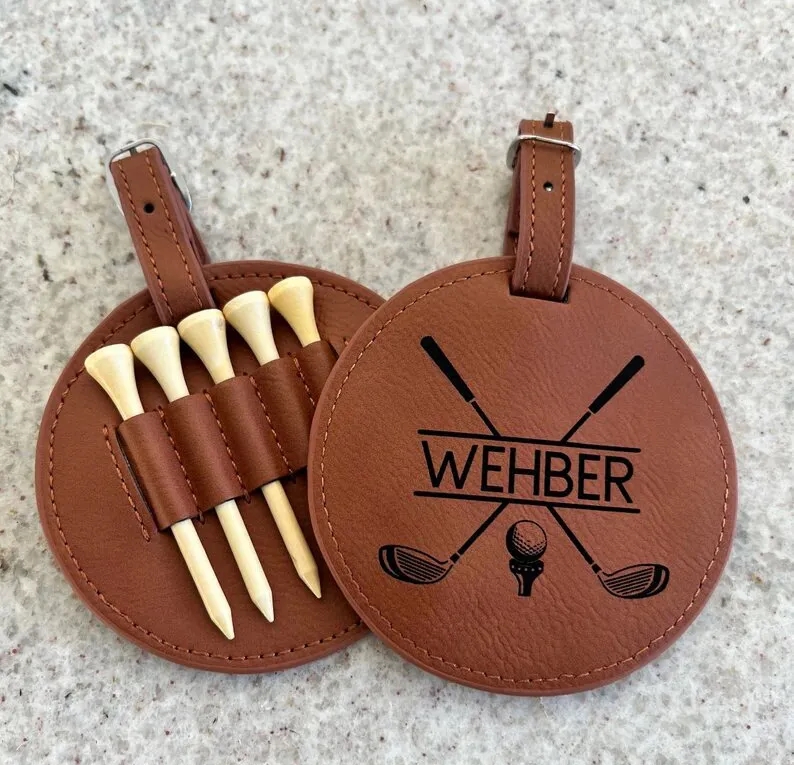 Personalised Leather Golf Tee Holder 8