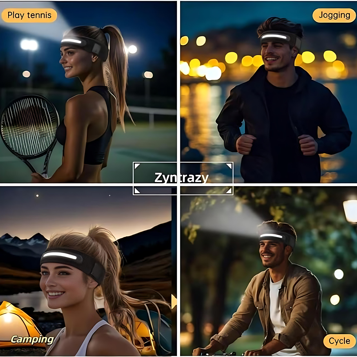 USB Rechargeable LED Knitted Headlamp Headband w/ 3 Modes 3