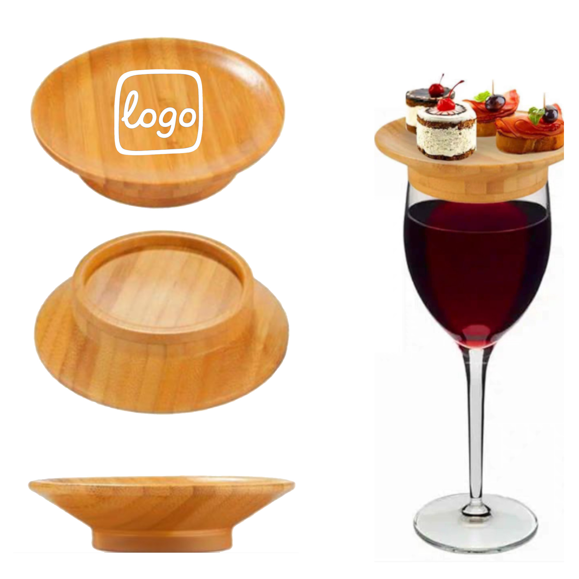 4" Wooden Wine Glass Cover Coaster 2