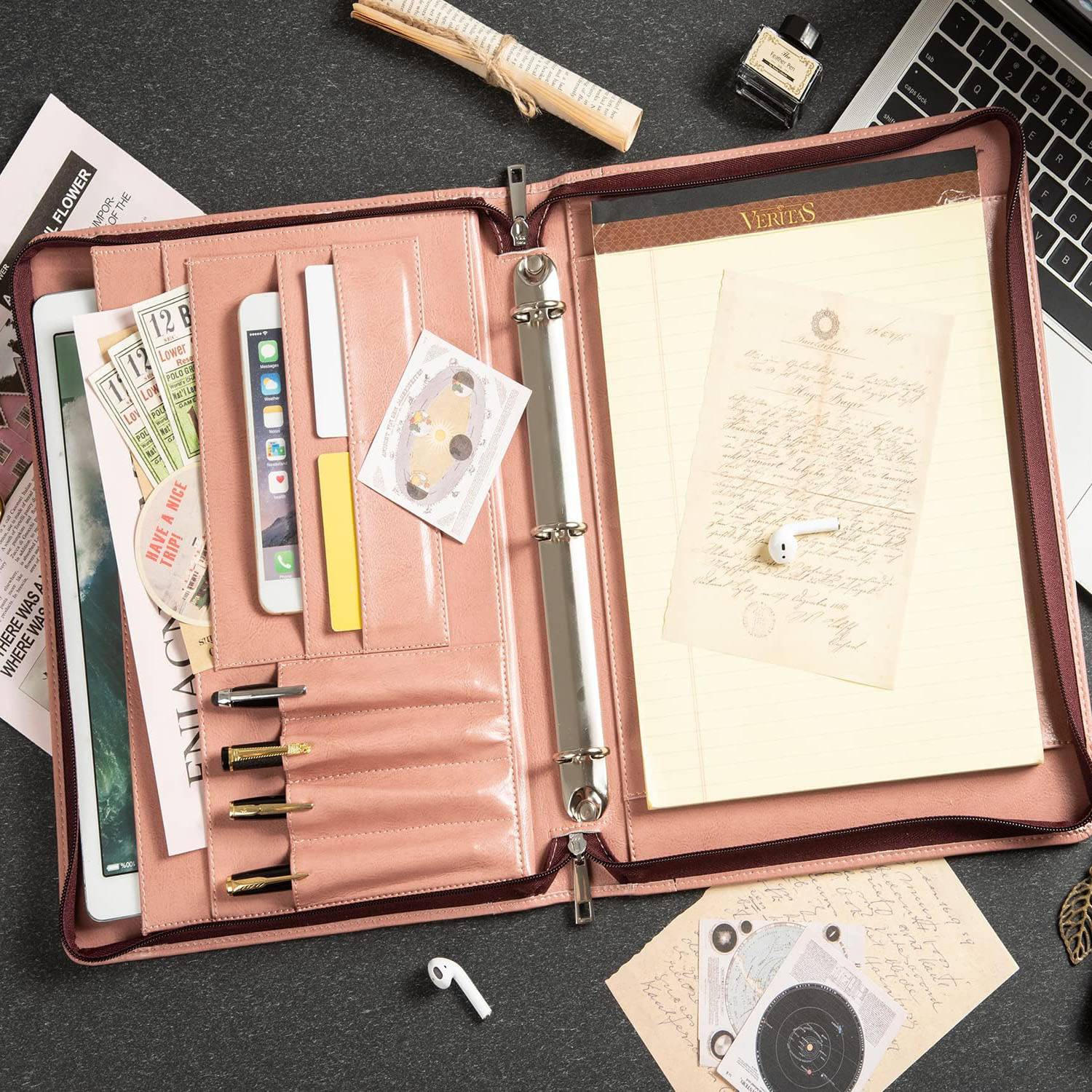 A4 PU Leather Personalized Business Folder 3 Ring Binder 5