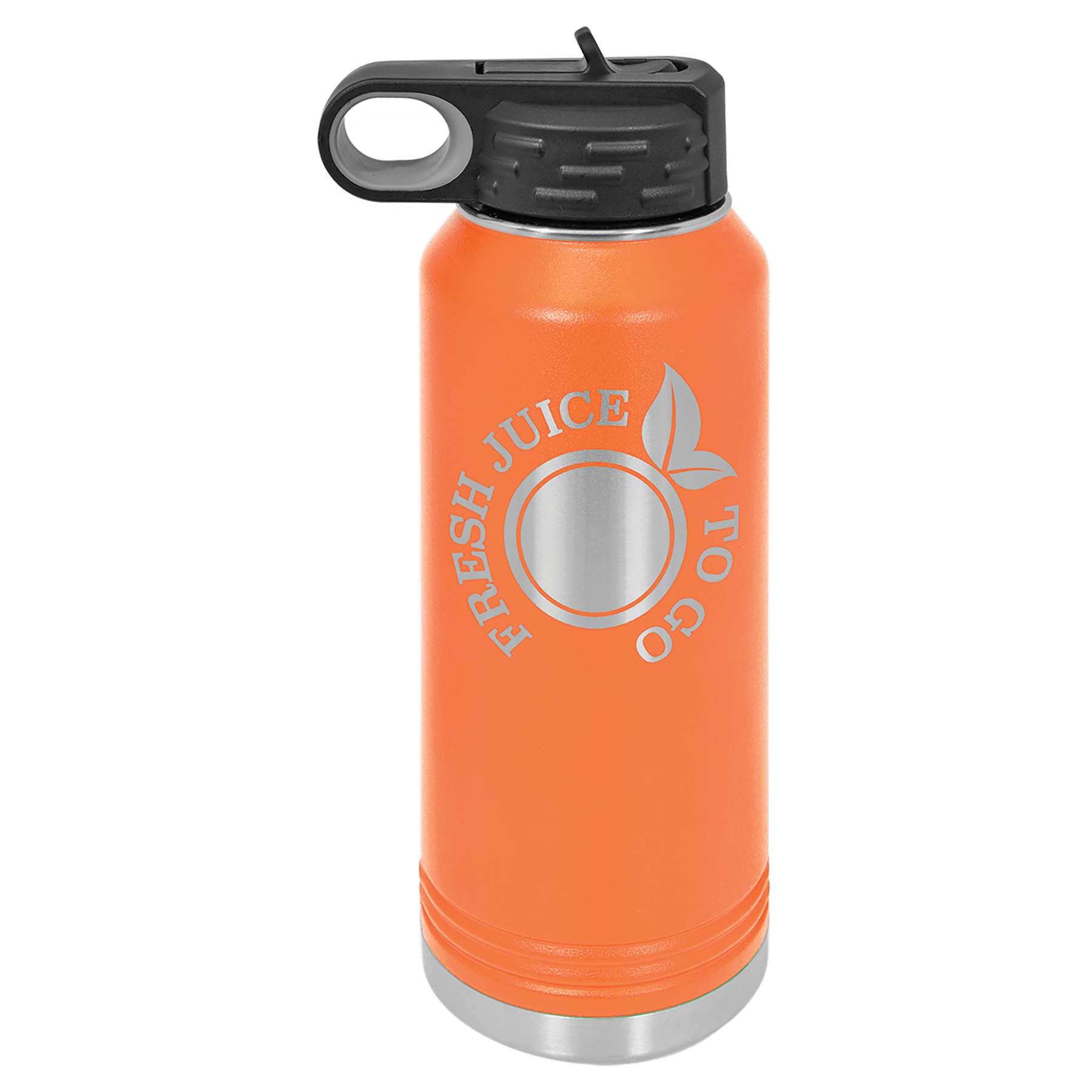 32 oz. Orange Powder Coated Laser Engraved Polar Camel Water Bottles 1
