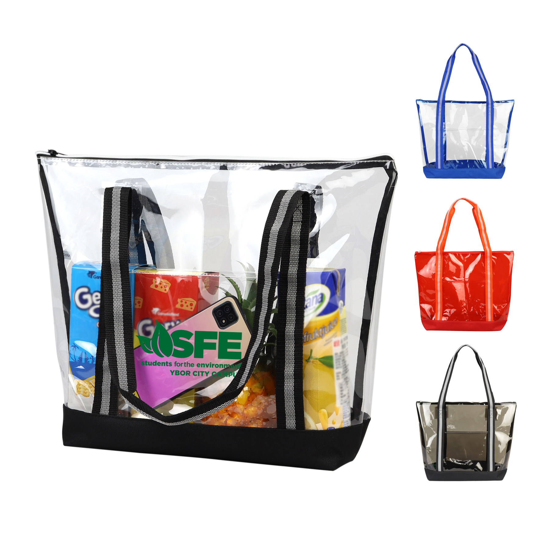 Clear Zipper Striped Tote bag 3