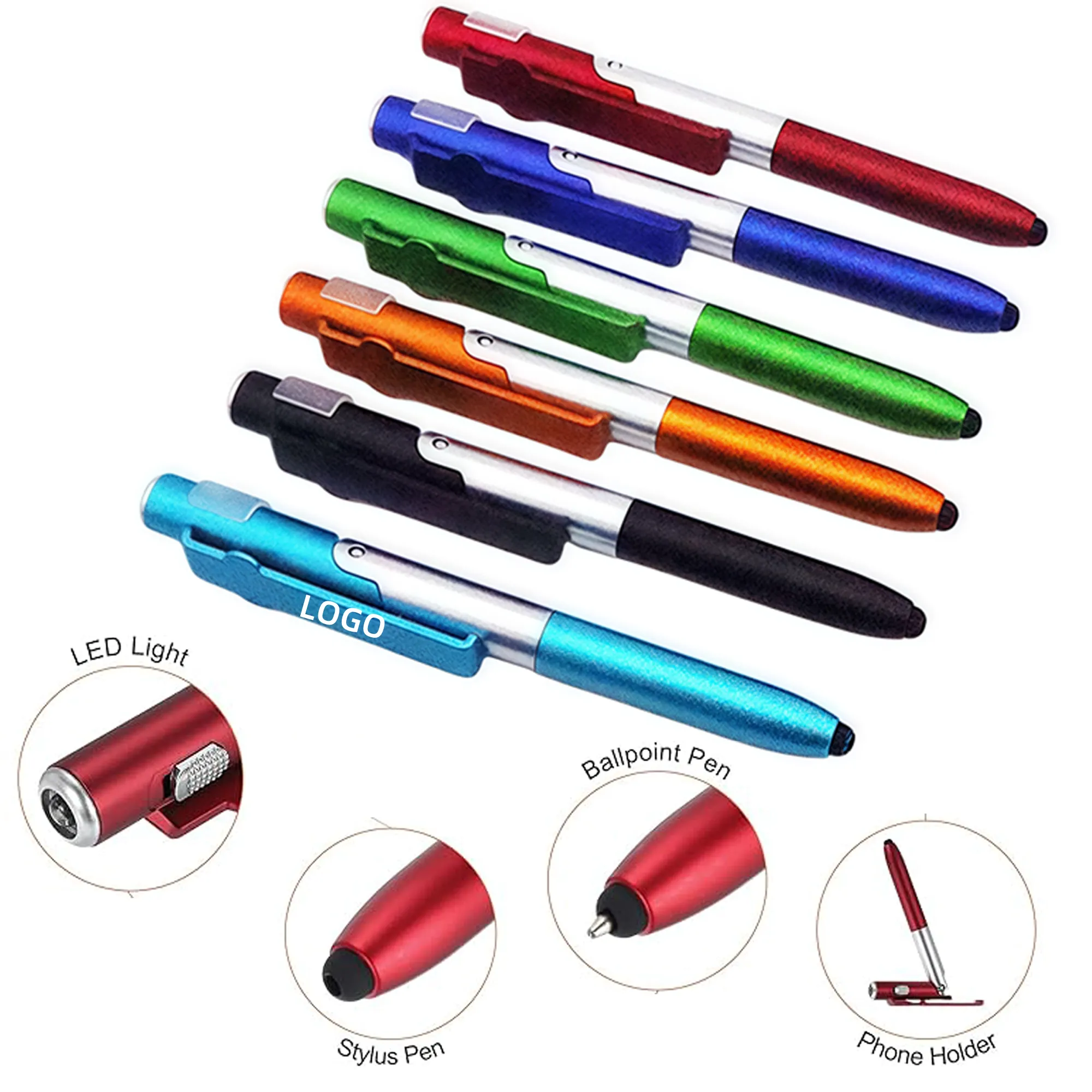 MOQ 3-in-1 Stylus Pen: LED Light, Ballpoint & Phone Holder 3