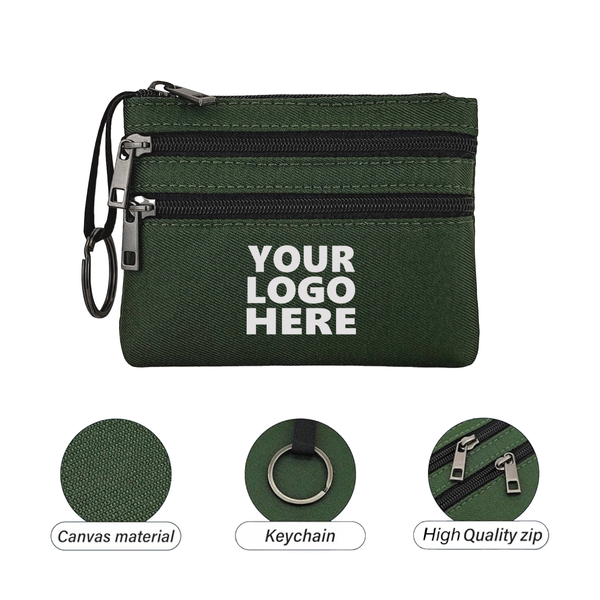 Coin Purse with 3 Zipped Pockets 3