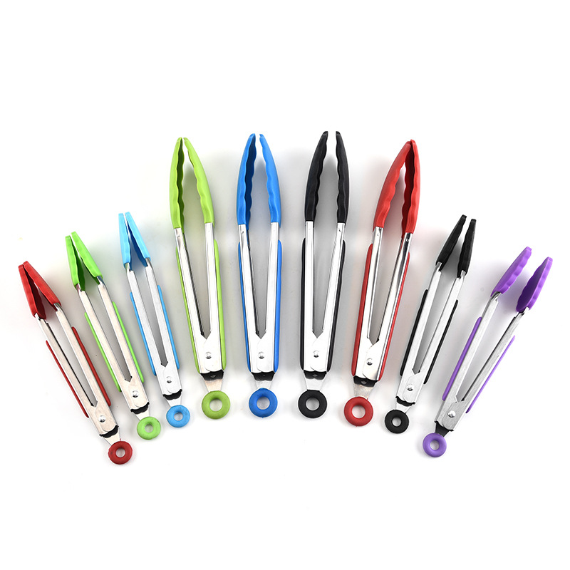 Stainless Steel BBQ and Kitchen Tongs with Silicone Tips--7inch/9inch/12inch 11