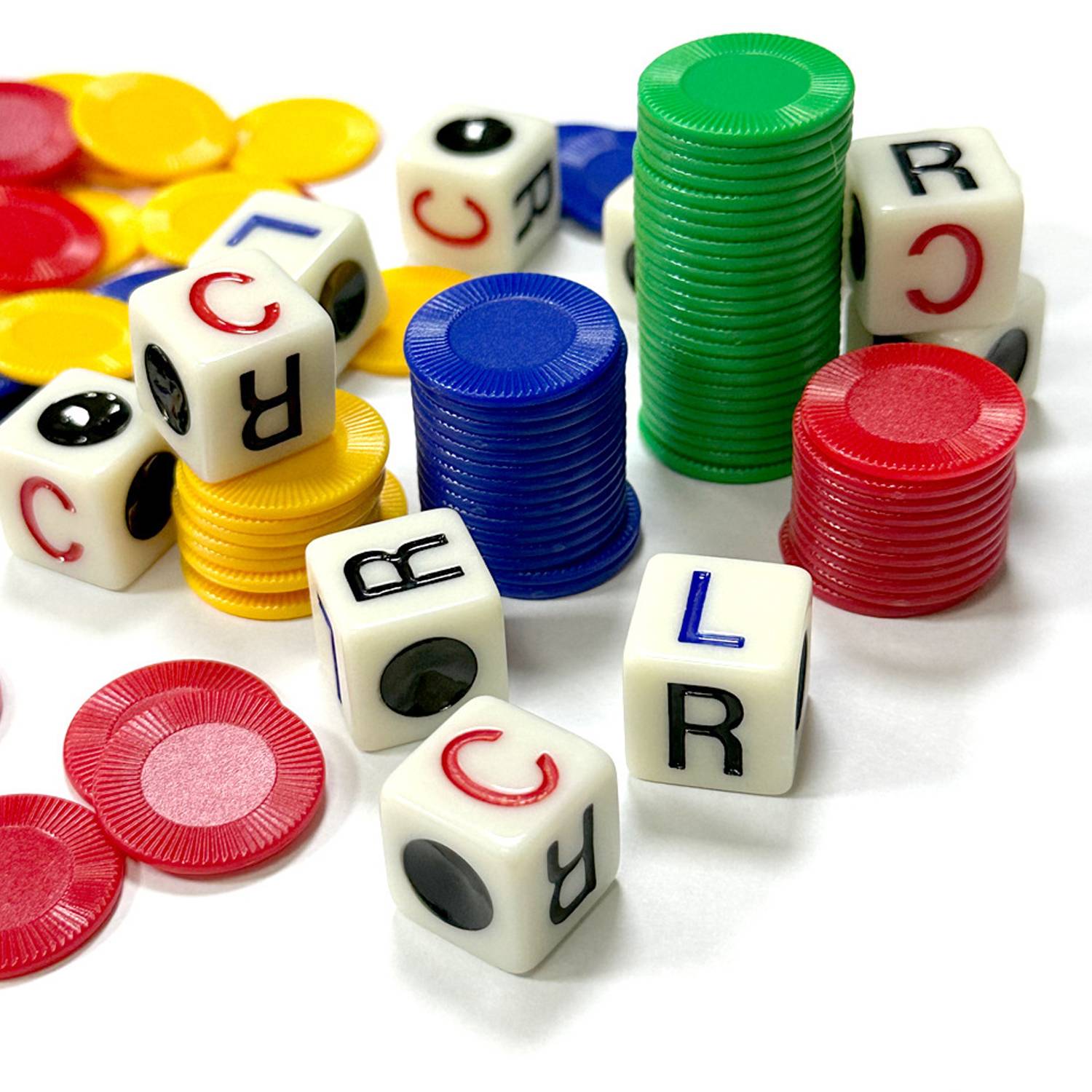 LCR with Chips Left Middle Right Fun Four-Color Game Dic 3