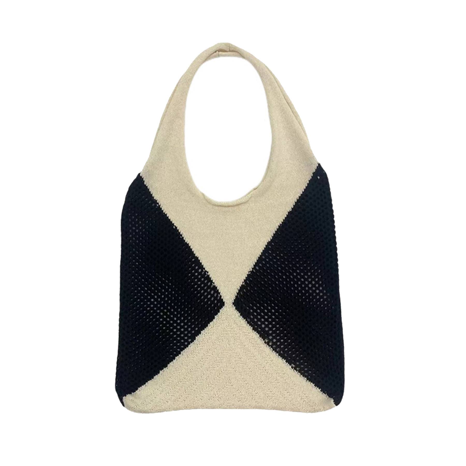 Polyester Patchwork Knit Tote Bag 4