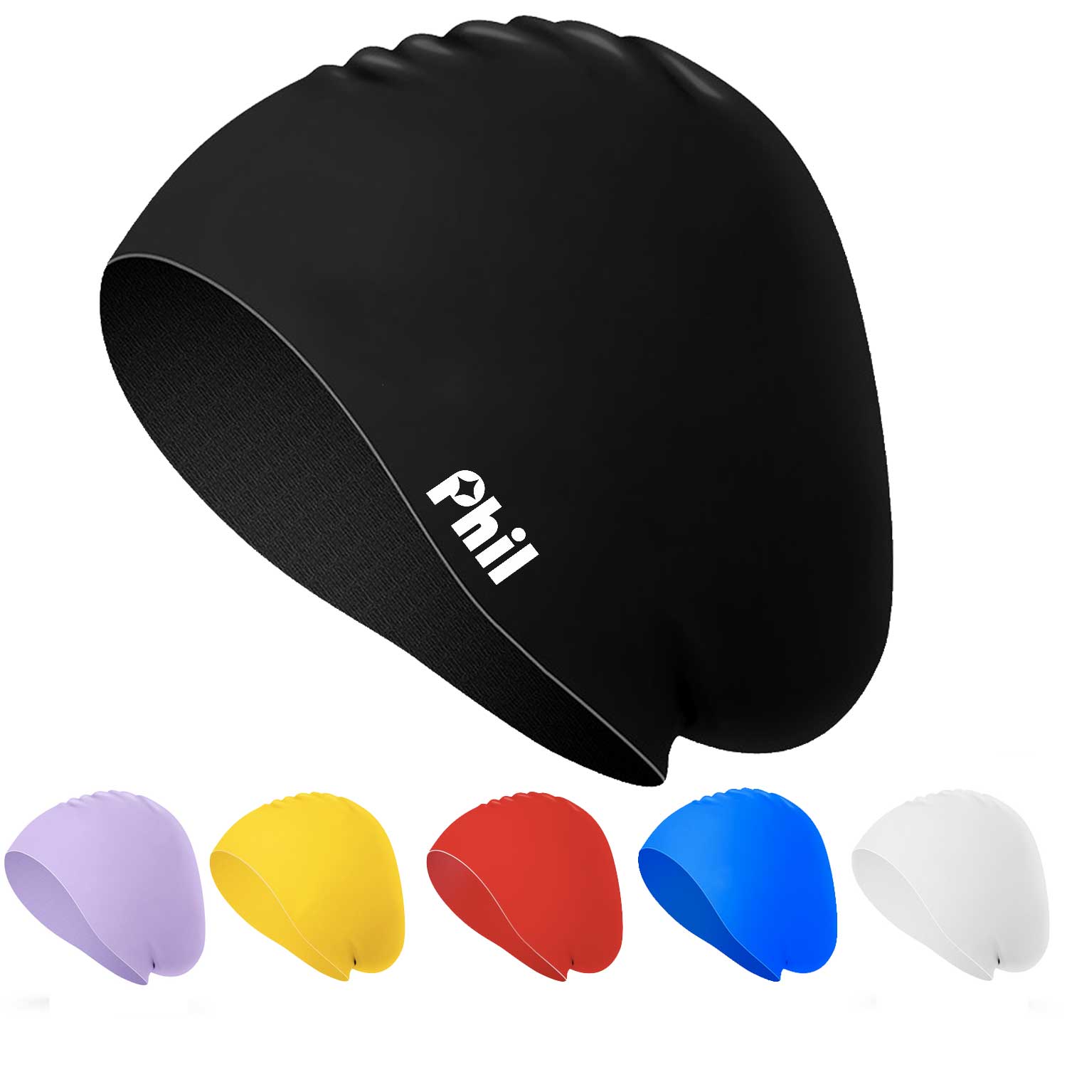 Waterproof Long Hair Cover Unisex Silicone Swim Cap 7