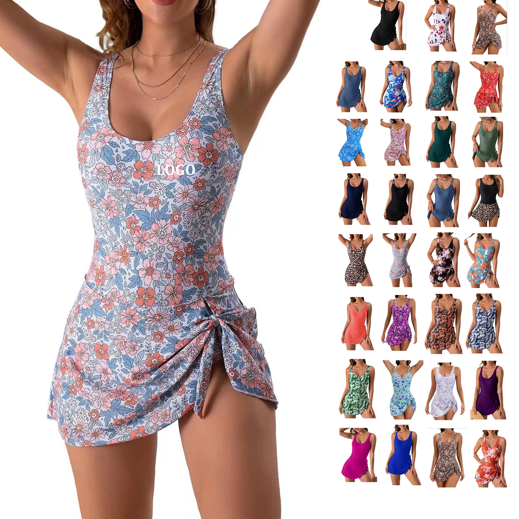 Women One Piece Swimdress 4