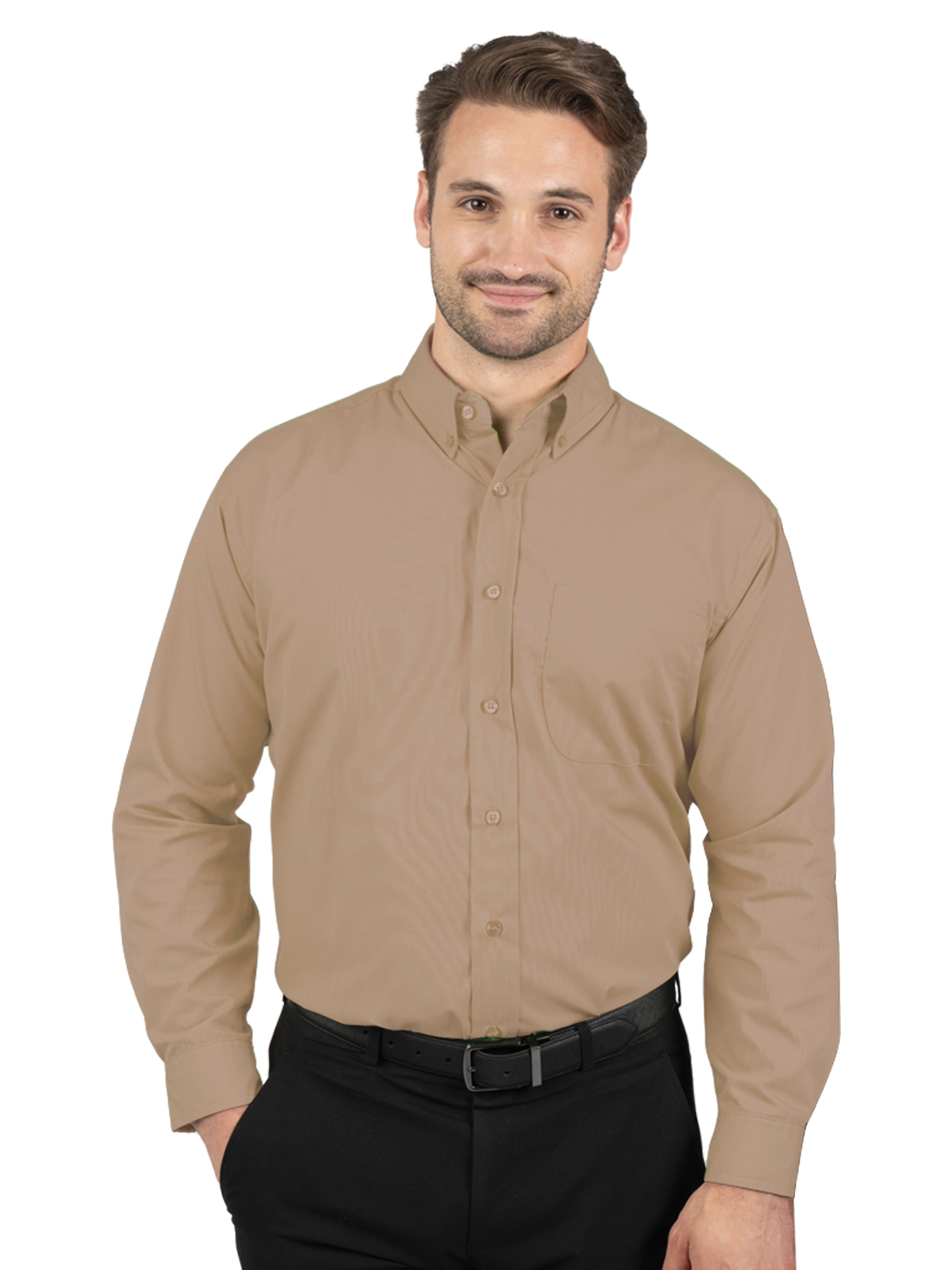 Blue Generation - Men's 1-Pocket Matching Buttons Poplin Shirt 9