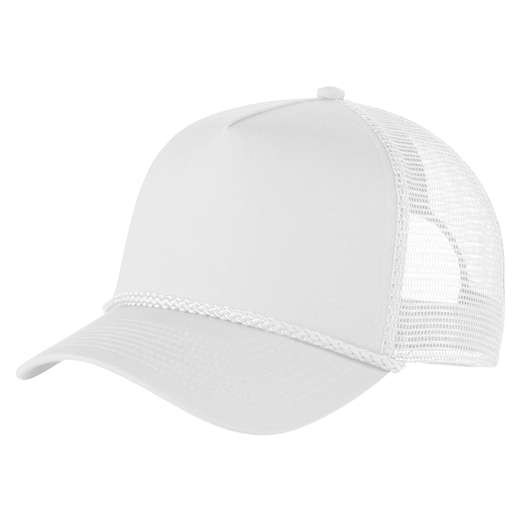 Structured 5 Panel Curved Bill Trucker Cap with Rope 15