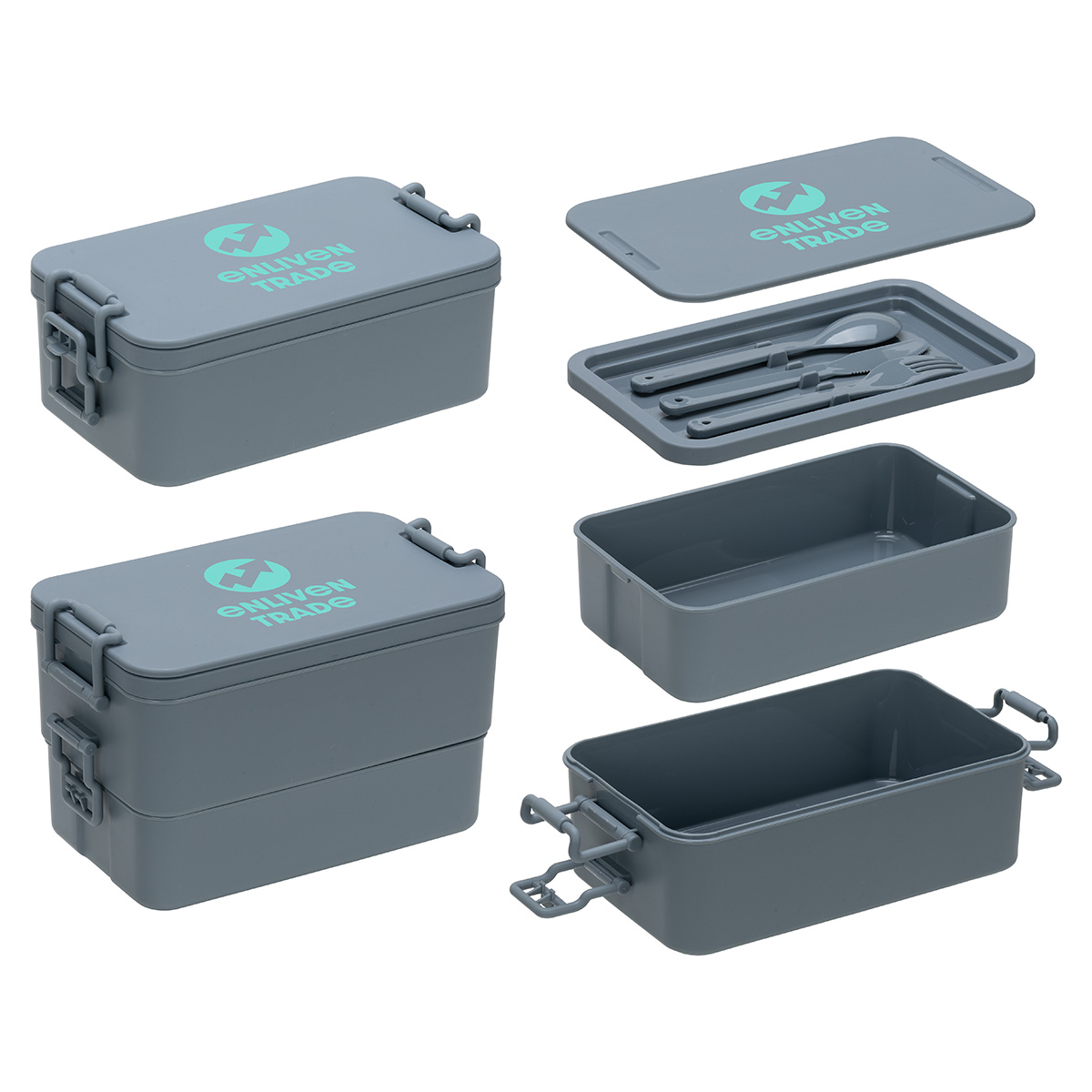 Canteen Stackable Lunch Box With Utensils 18