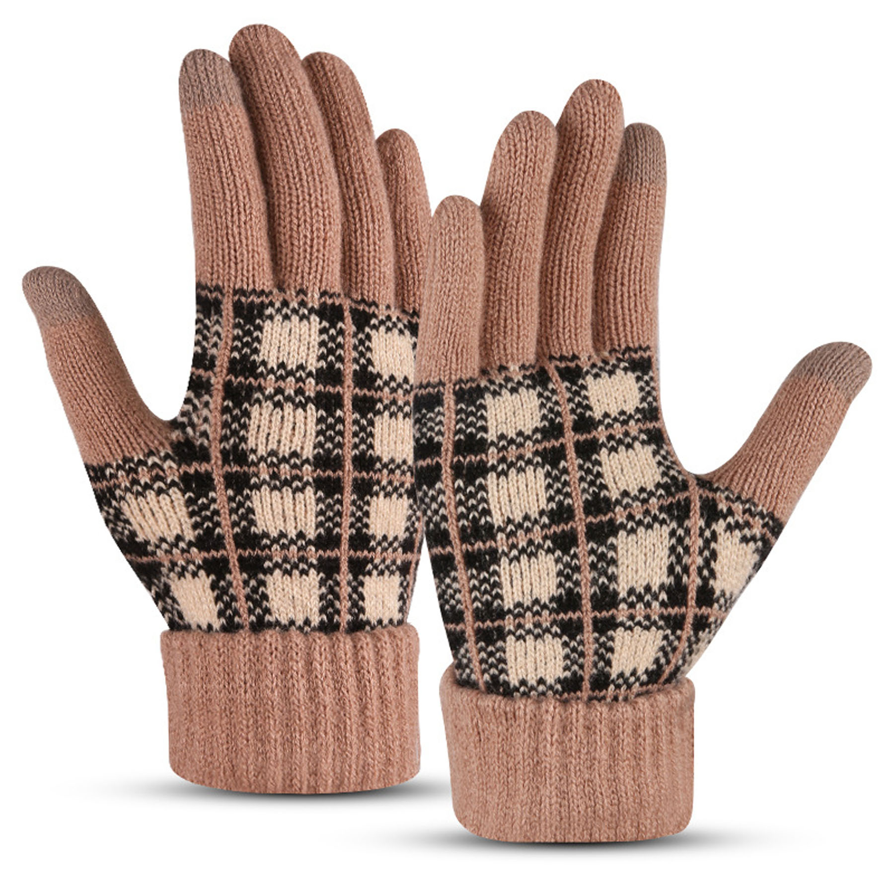 Winter Plaid Fleece-Lined Gloves 11