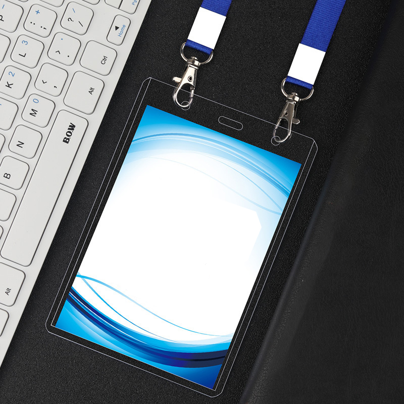Double Hook Enlarged Transparent ID Card Badge Holder with Lanyard 2