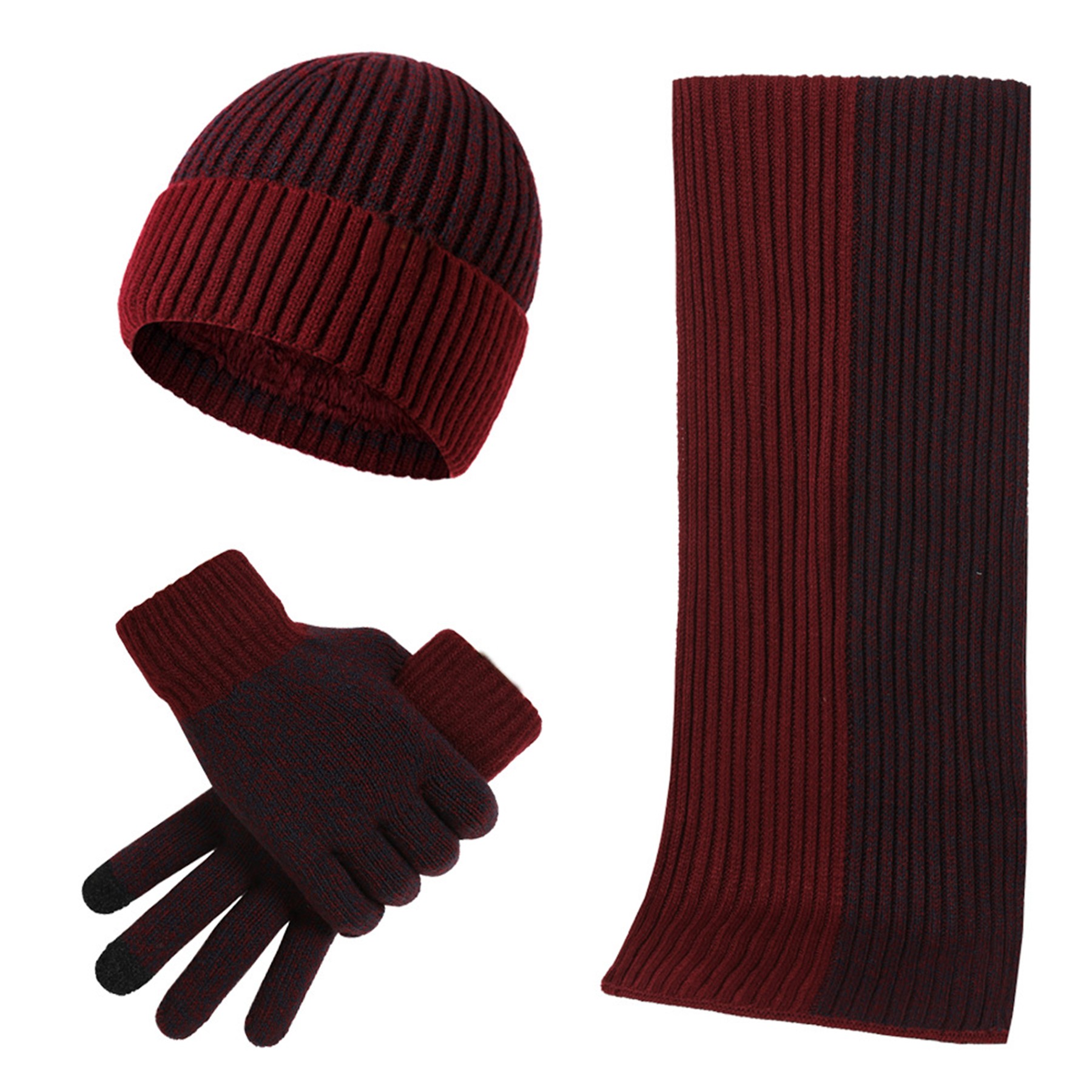 3PCS Color Matching Scarf Gloves Hat 4
