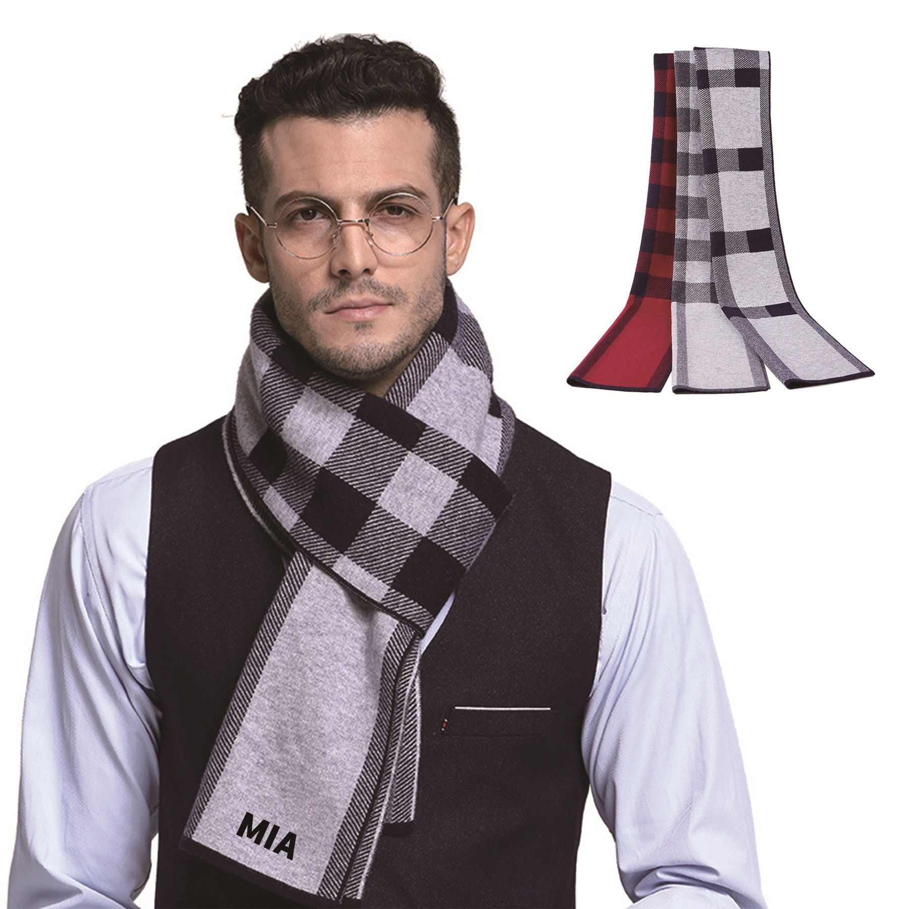 Thickened Plaid Wool Scarf 1