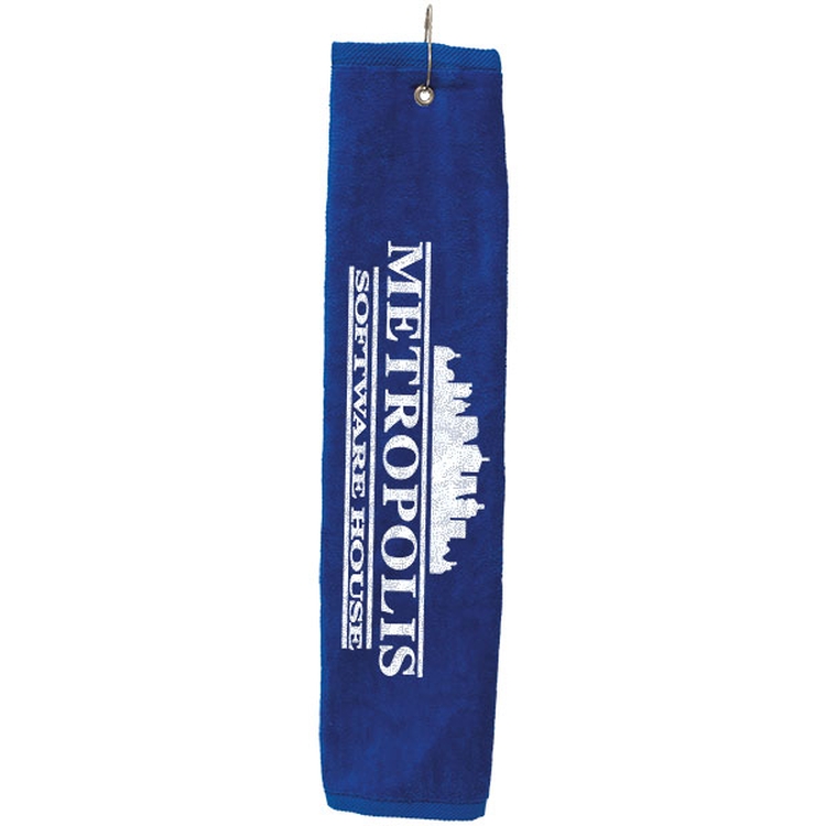 Tri-Fold Golf Towel w/ Silver Grommet Ring