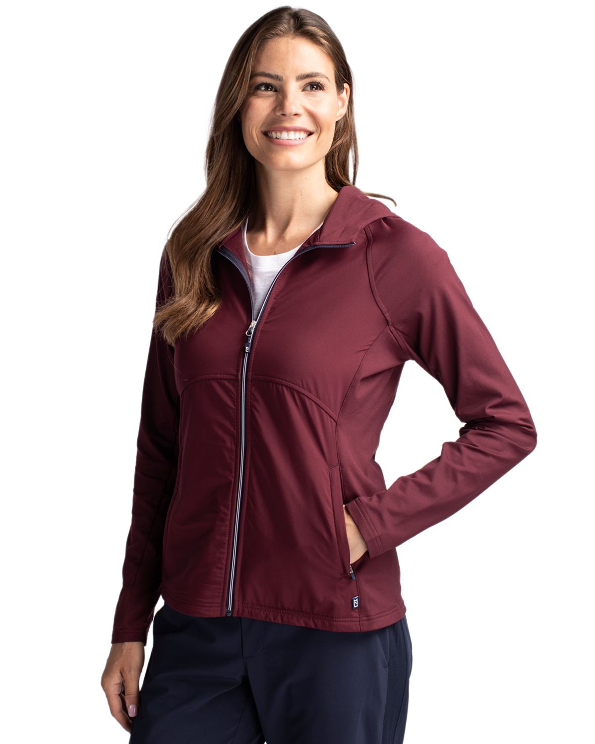 Cutter & Buck Adapt Recycled Soft Knit Stretch Womens Hybrid Full Zip Jacket 18