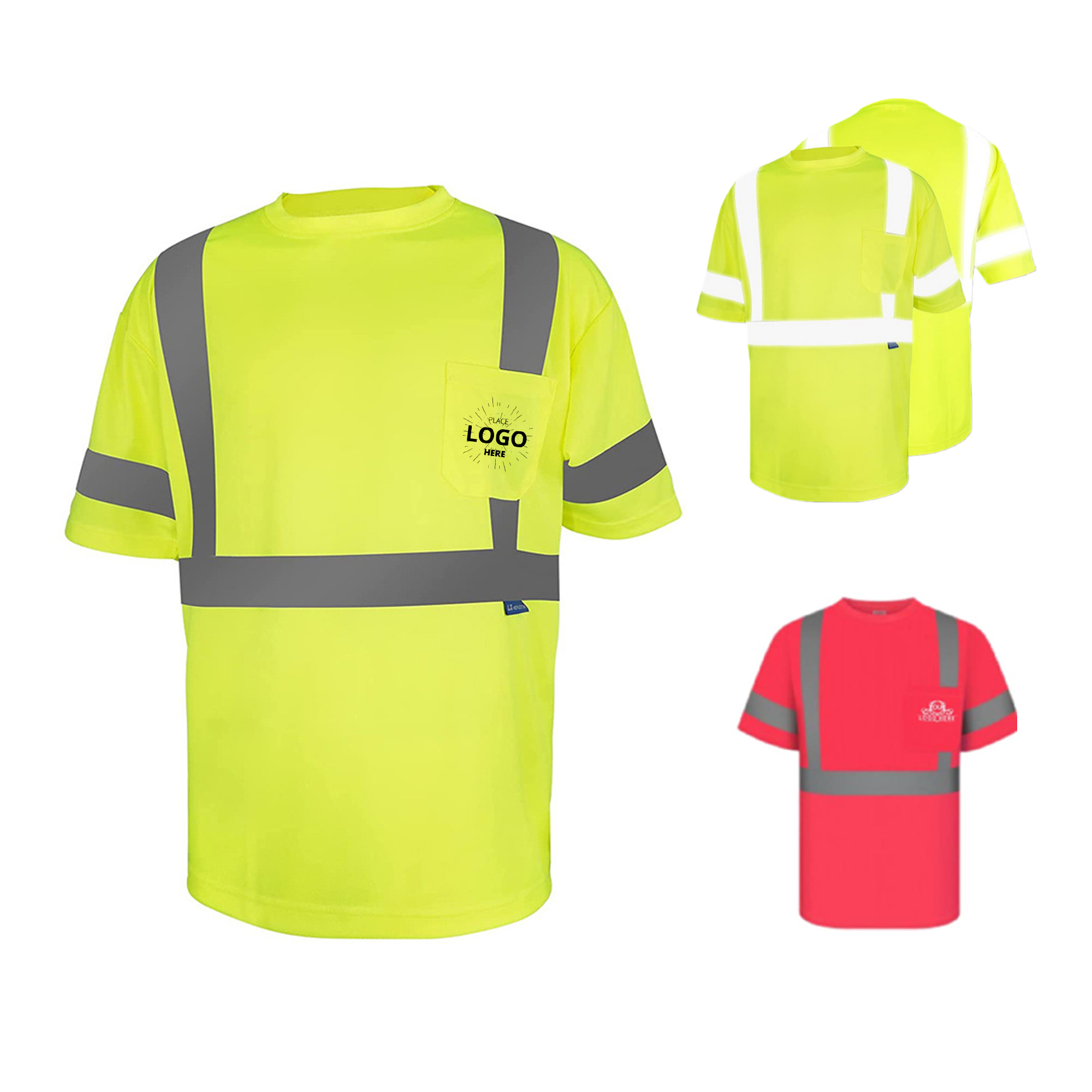 Reflective Strip Short Sleeves T-Shirt With Pocket 2
