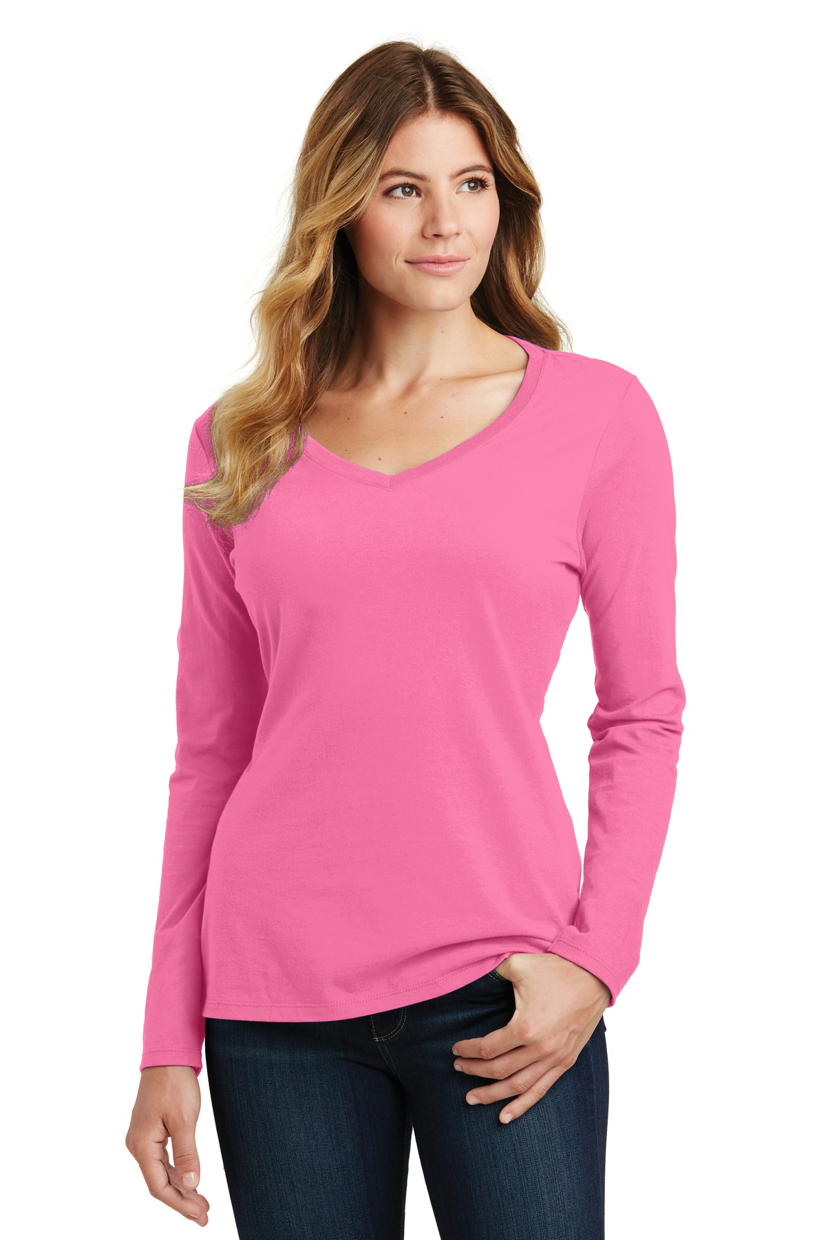 Port & Co Women's Long Sleeve Fan Favorite V-Neck Tee. LPC450VLS 82