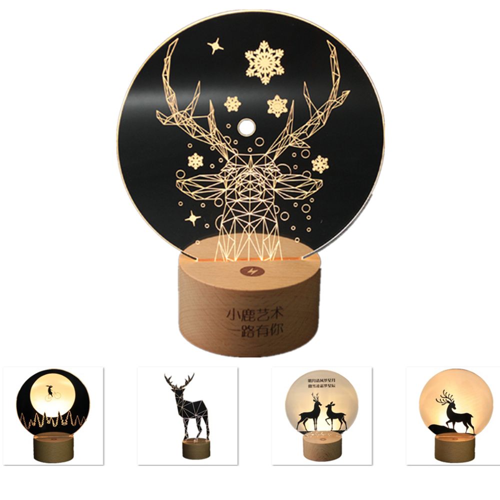 Elk Pattern Creative 3D Acrylic Night Light 3