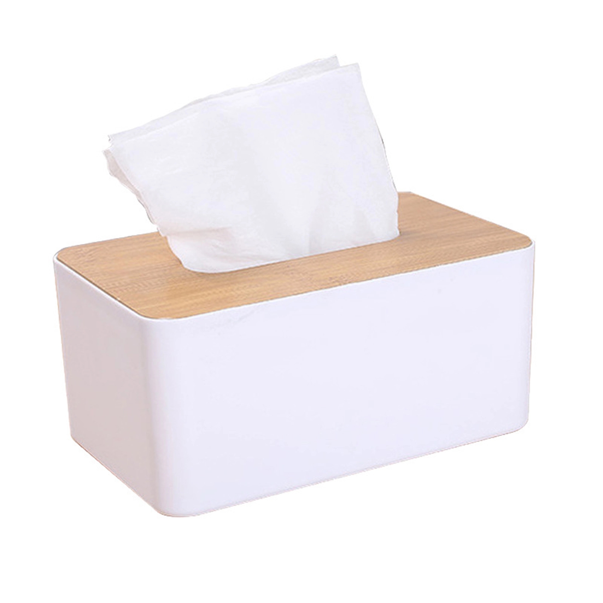 Reusable PP Tissues Box Wood Cover