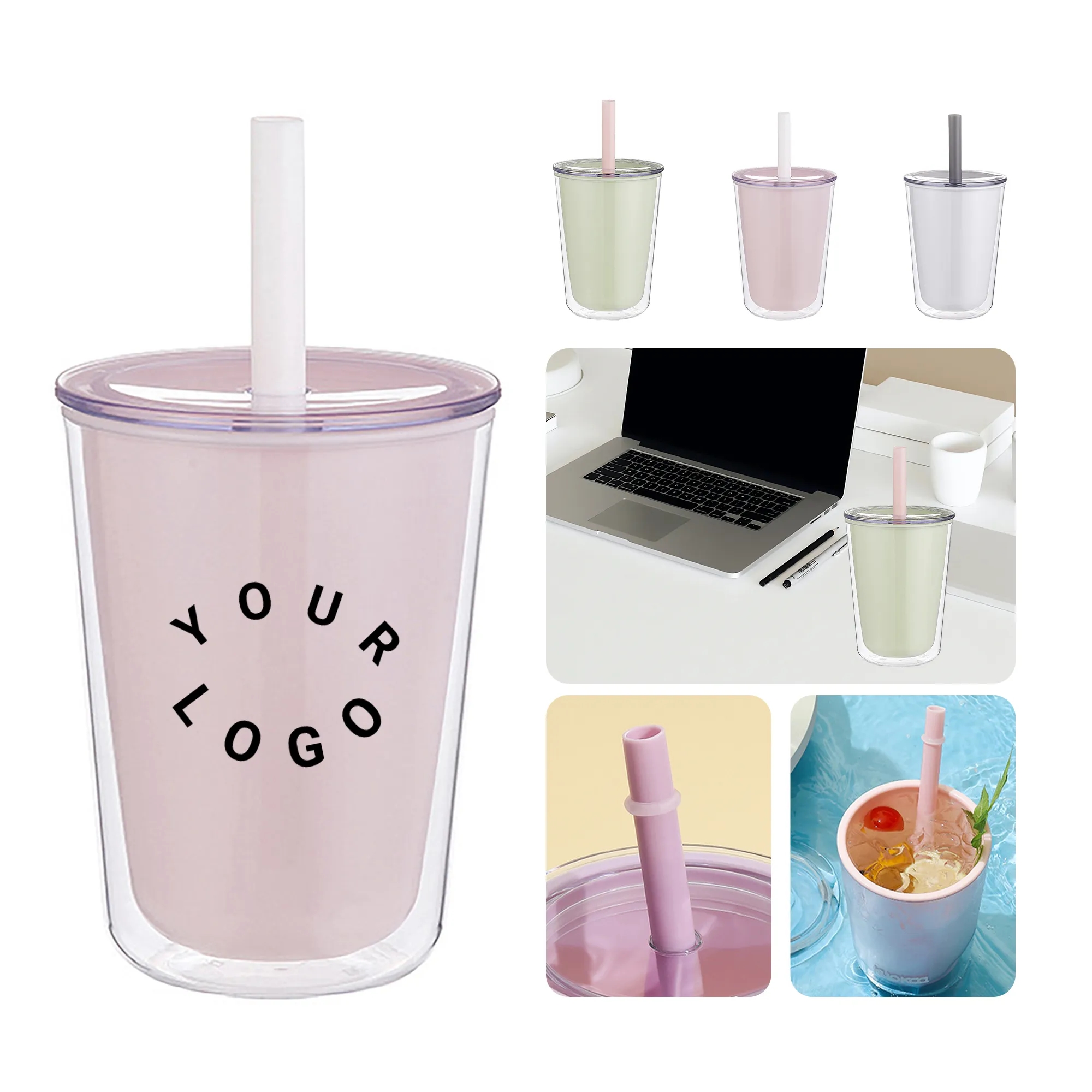 MOQ 24 Double-Layer Straw Cup with Heat Resistance 2