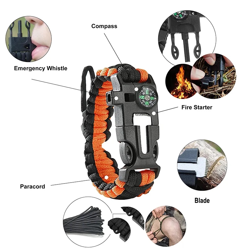 Survival Paracord Bracelet with Fire Starter 4