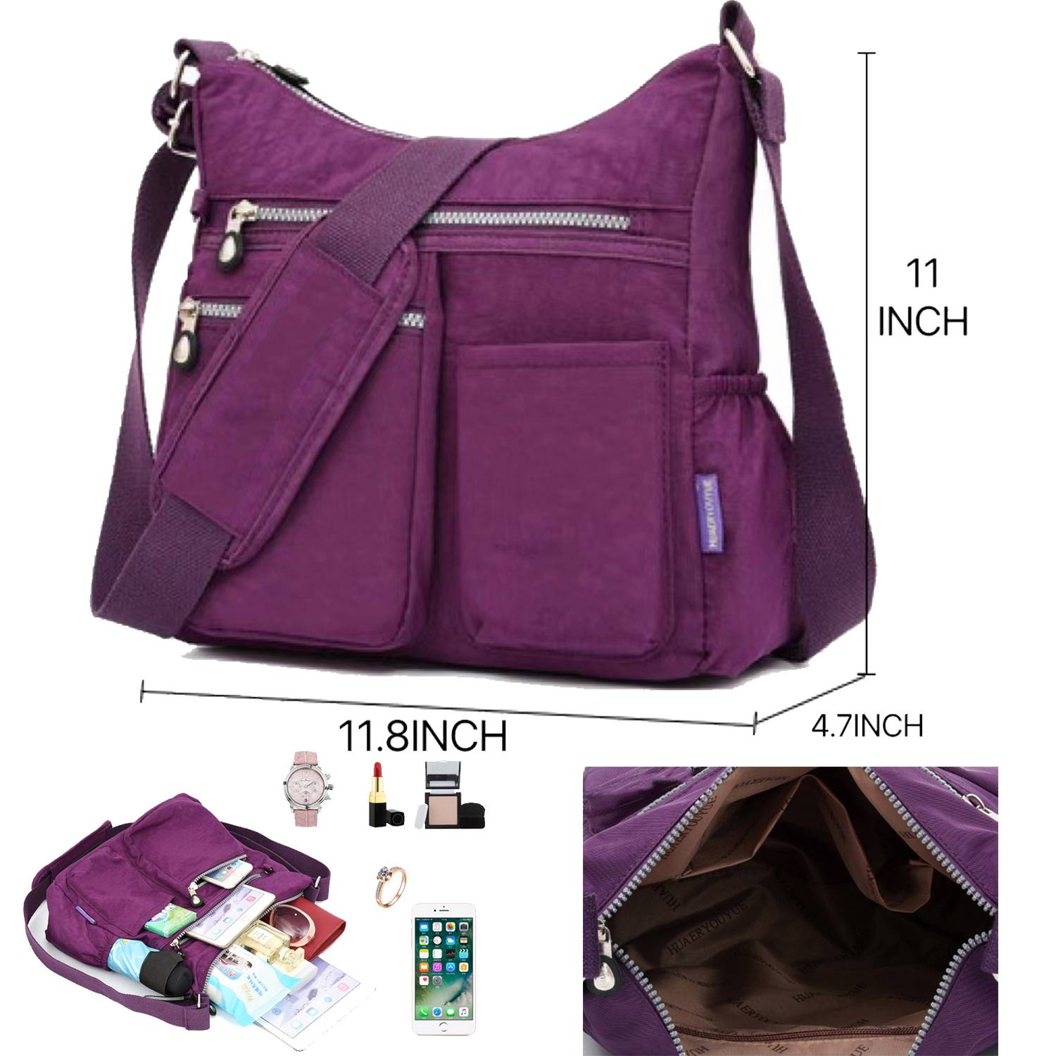 Crossbody Bag with Theft RFID Pocket-Women Lightweight Purse 2