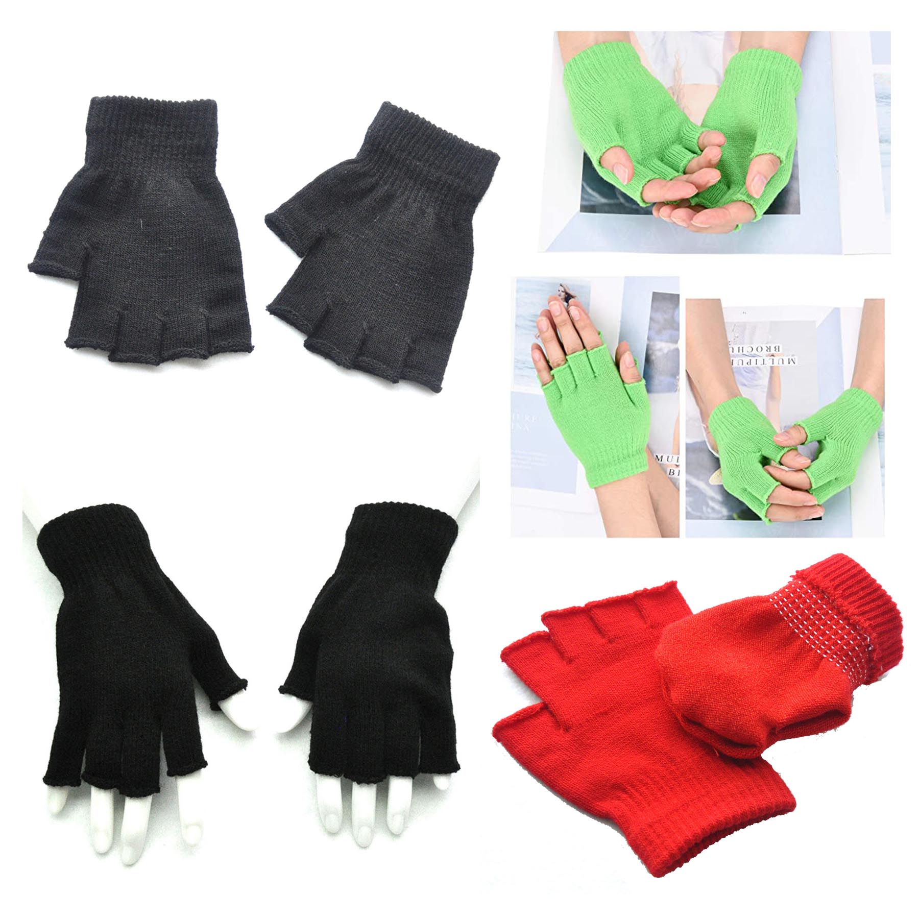 Winter Warm Knitted Half Palm Half Finger Gloves 2