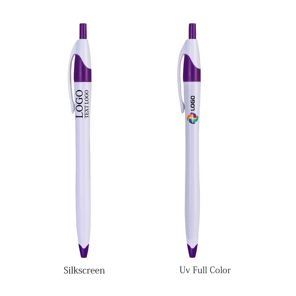 White Retractable Pen with Colored Trim 9