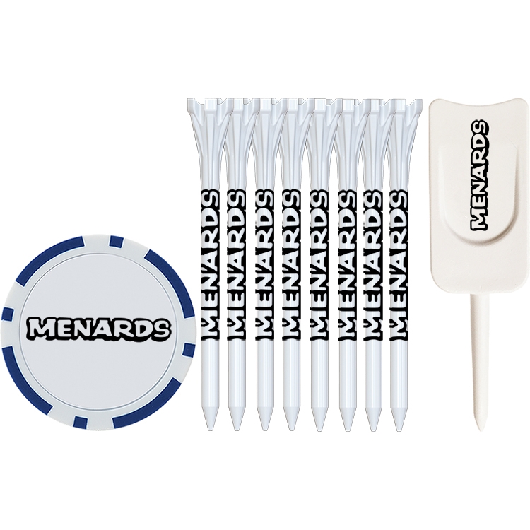 8 Flytee Tees 2-3/4", 1 Poker Chip, Single Prong Plastic Divot Tool