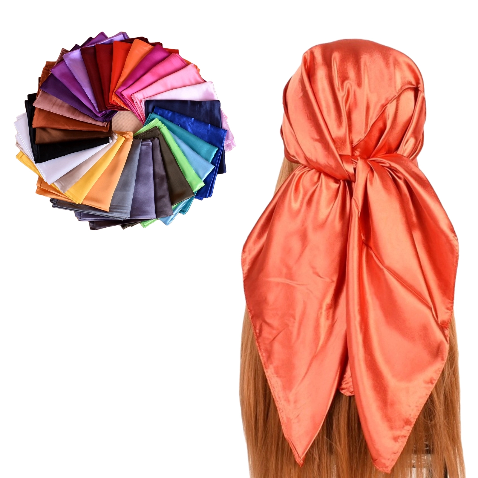 Solid Color Imitation Silk Large Square Scarf 5