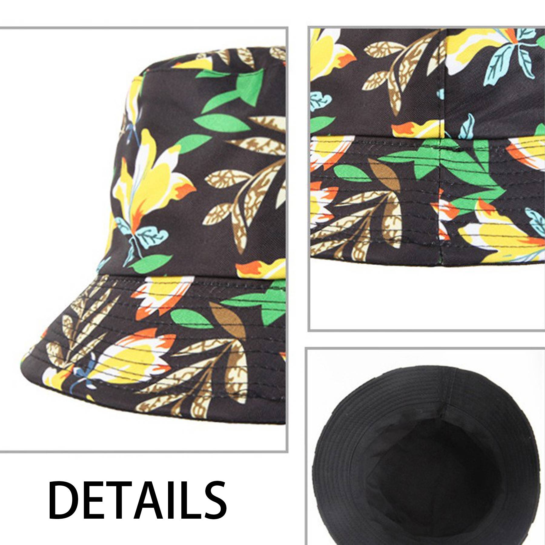 Polyester Bucket hat with tropical foliage pattern 6