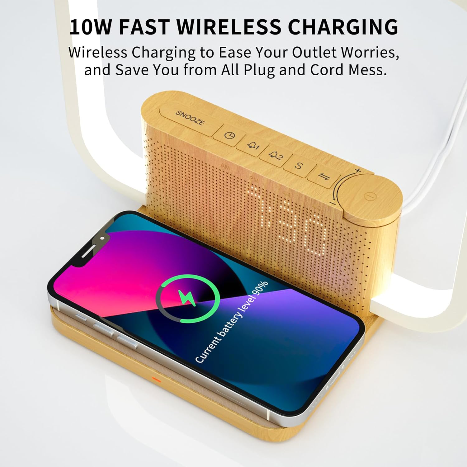 Touch Lamp with Alarm Clock Wireless Charging 3