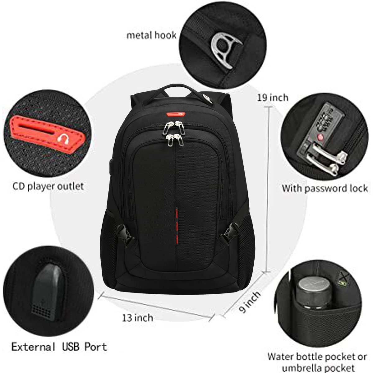 50L Large Capacity Travel Bag Fit 15.6 Inch Laptop Backpack 2