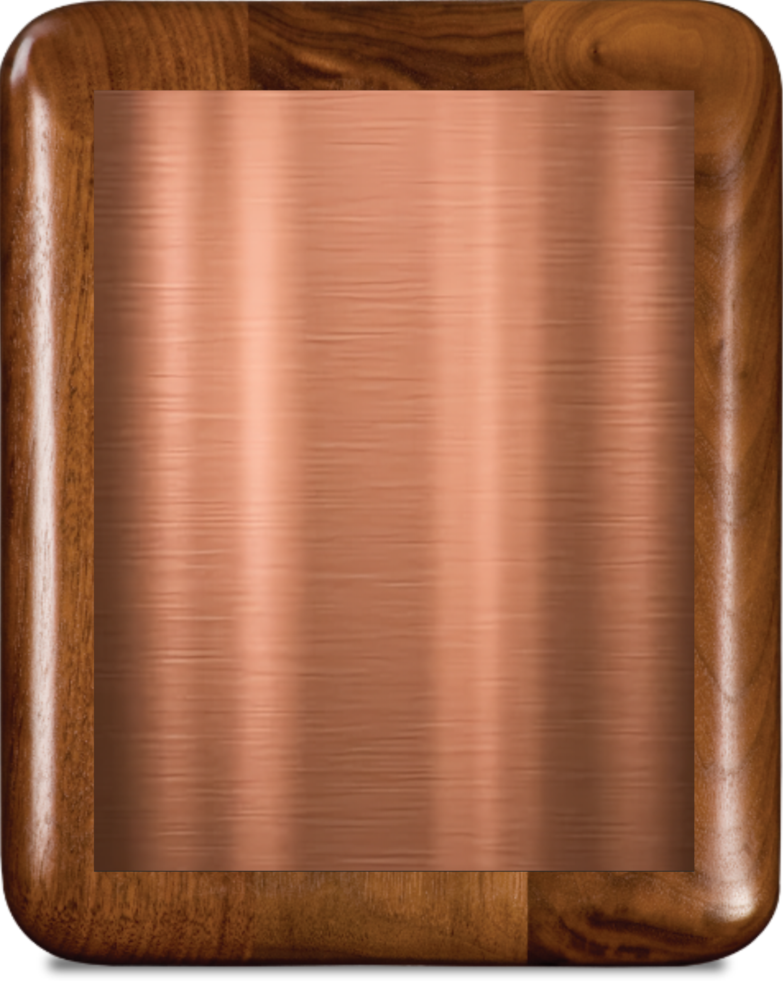 Walnut Elliptical Edge Round Corner Plaque/w Single Plate 5