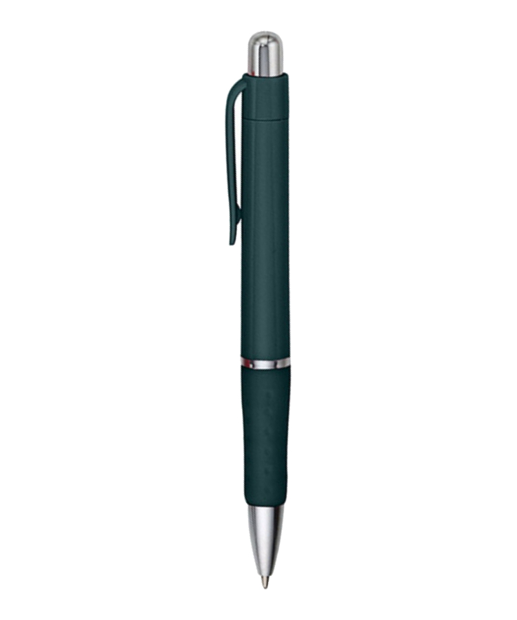 Union Printed - Rigid - Solid Colored Ballpoint Click Pen with Matching Rubber Grip 13