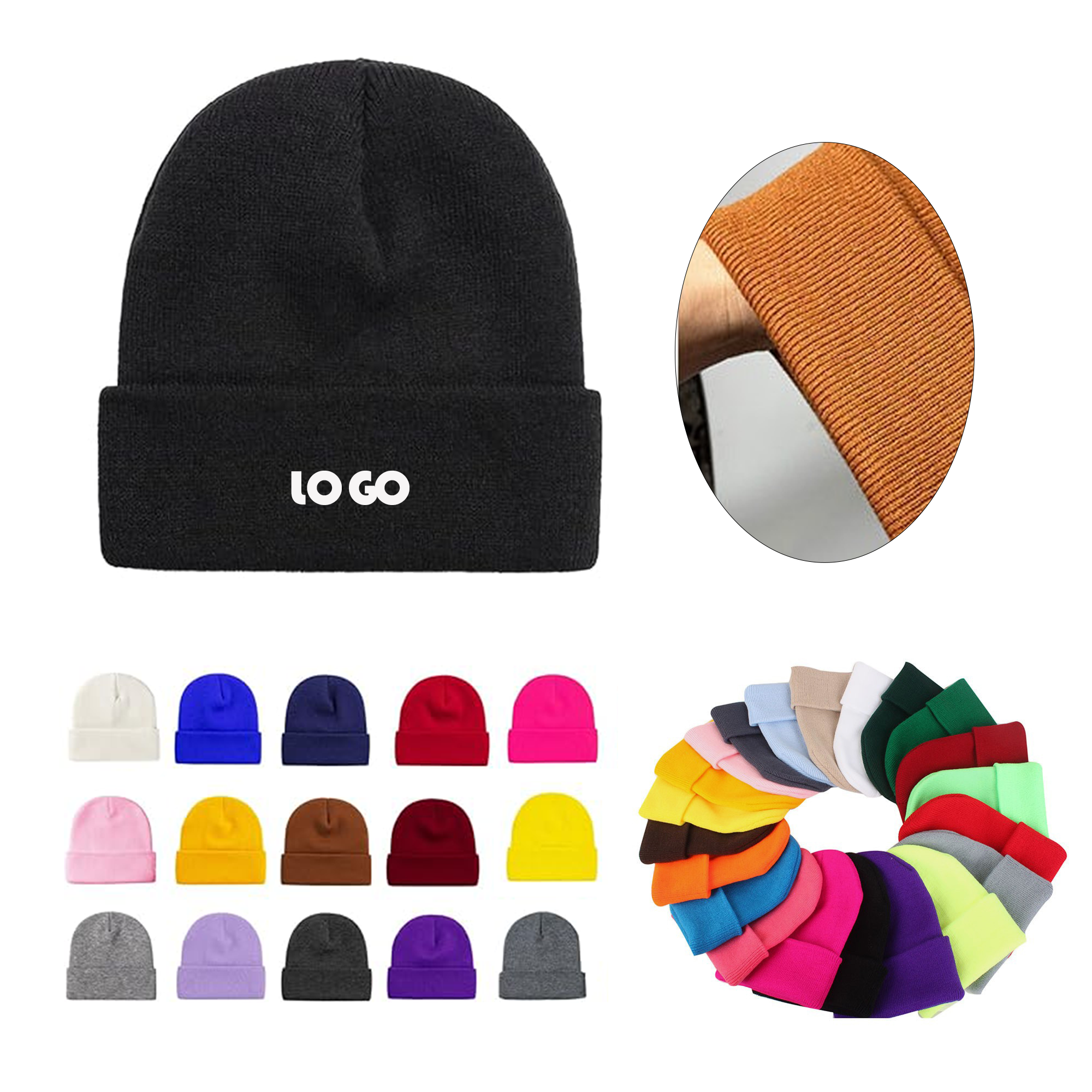 Adult Embroidered Knitted Hat Warm Winter Hat 2