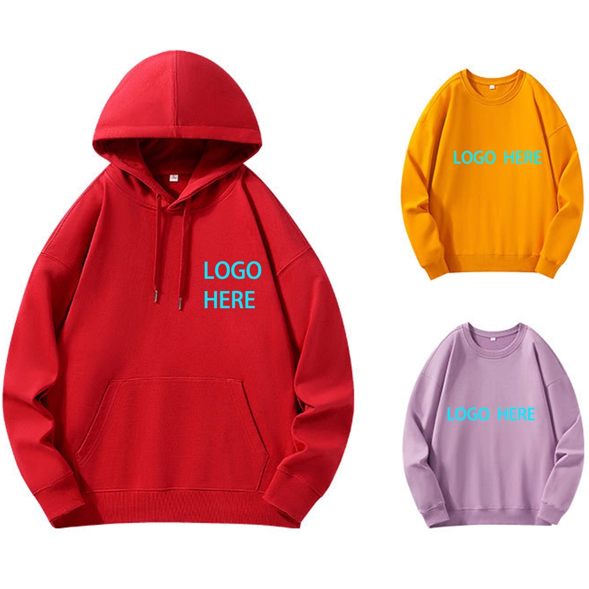 Cotton-Blend Fleece Hooded Crewneck Sweatshirt, custom hoodie or sweatshirt with logo imprint 3
