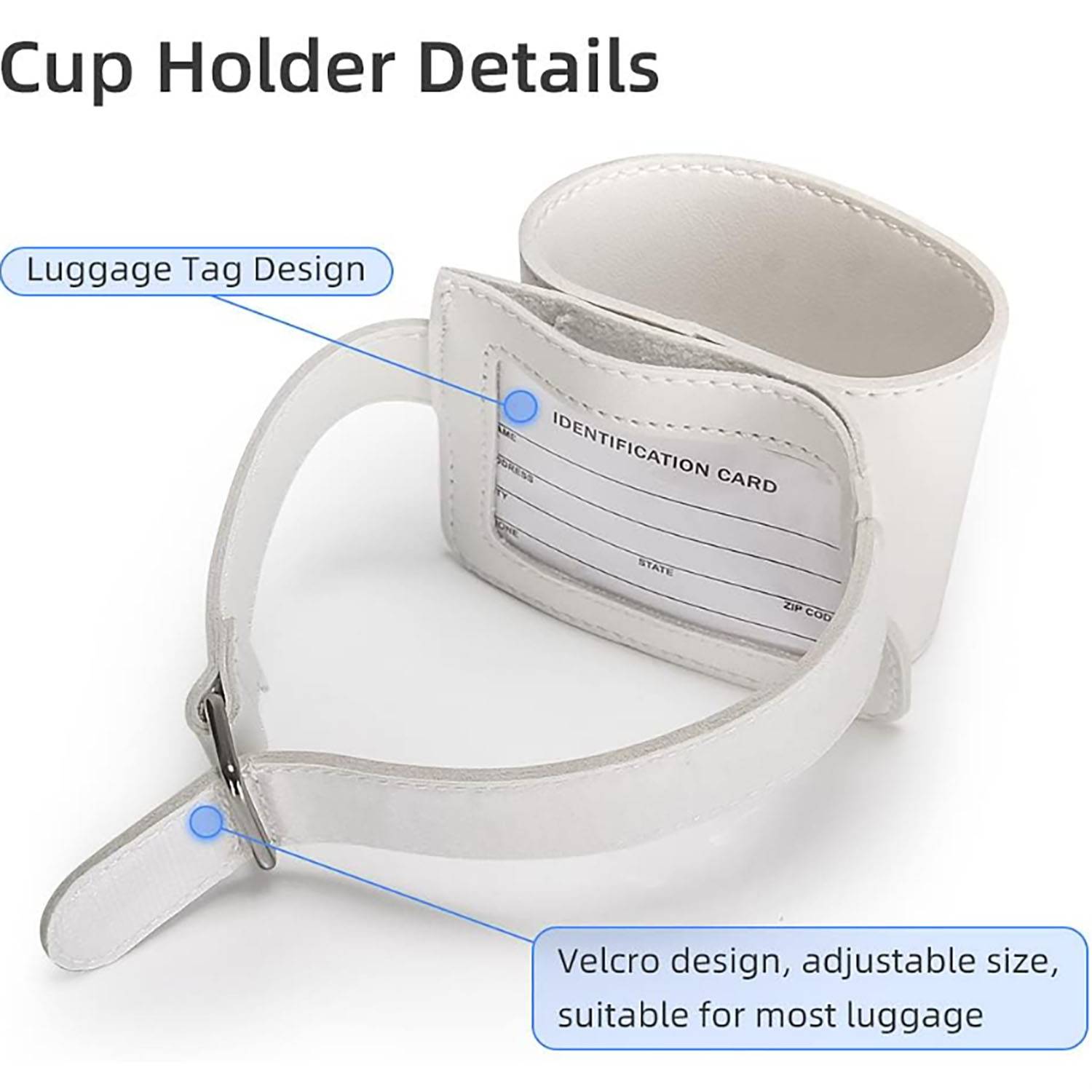 Adjustable PU Leather Travel Luggage Cup Holder w/ Tag 6