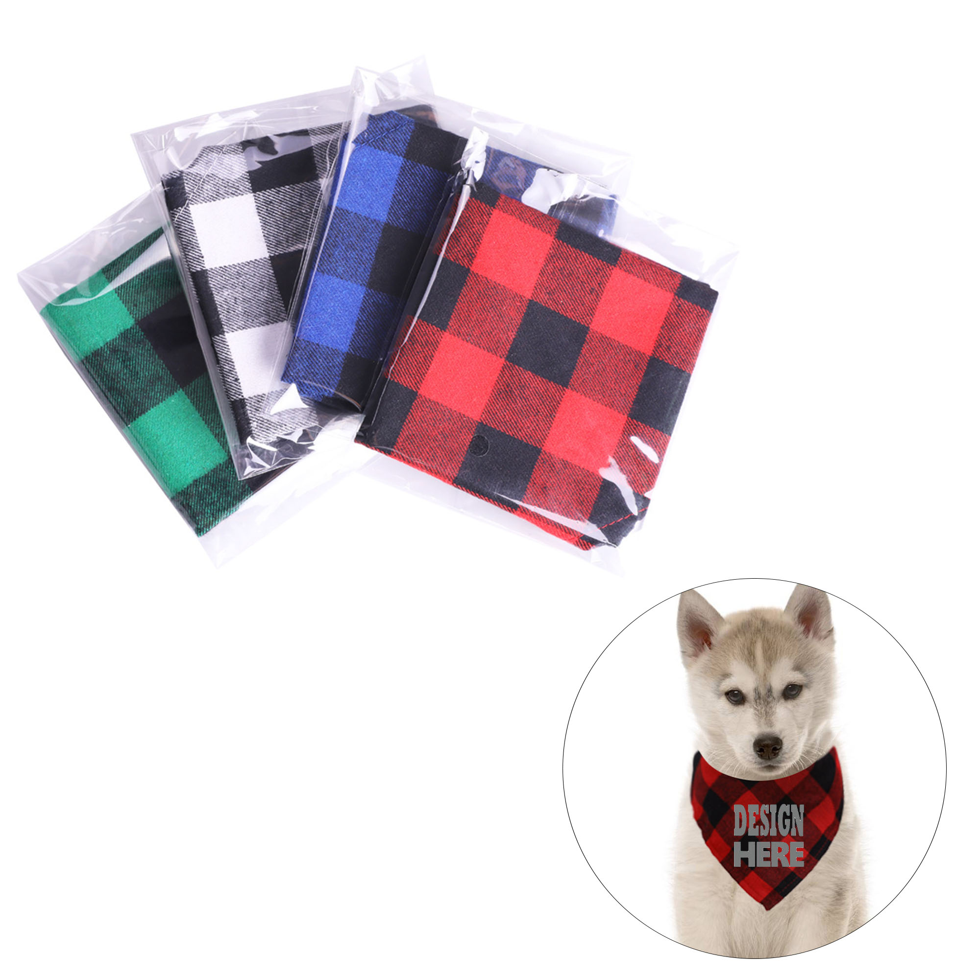 Custom Pet Triangle Bib Scarf Cotton Plaid 2