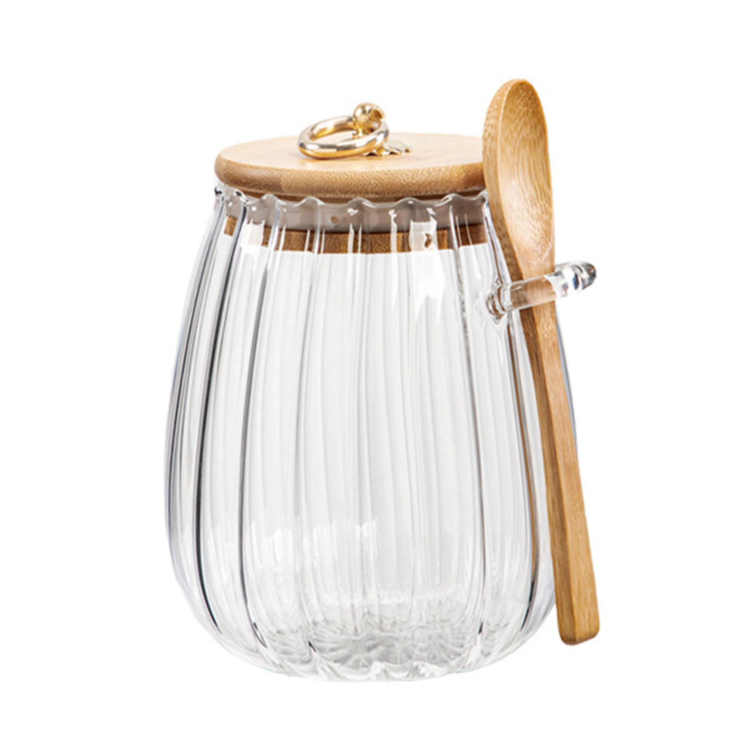 25oz Petal Glass Food Storage Jar w/ Spoon 3
