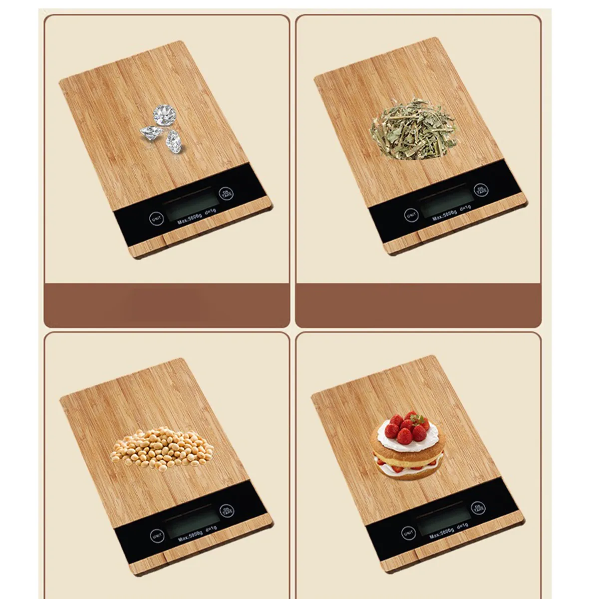 High Precision Bamboo LED Display Electronic Kitchen Scale 4